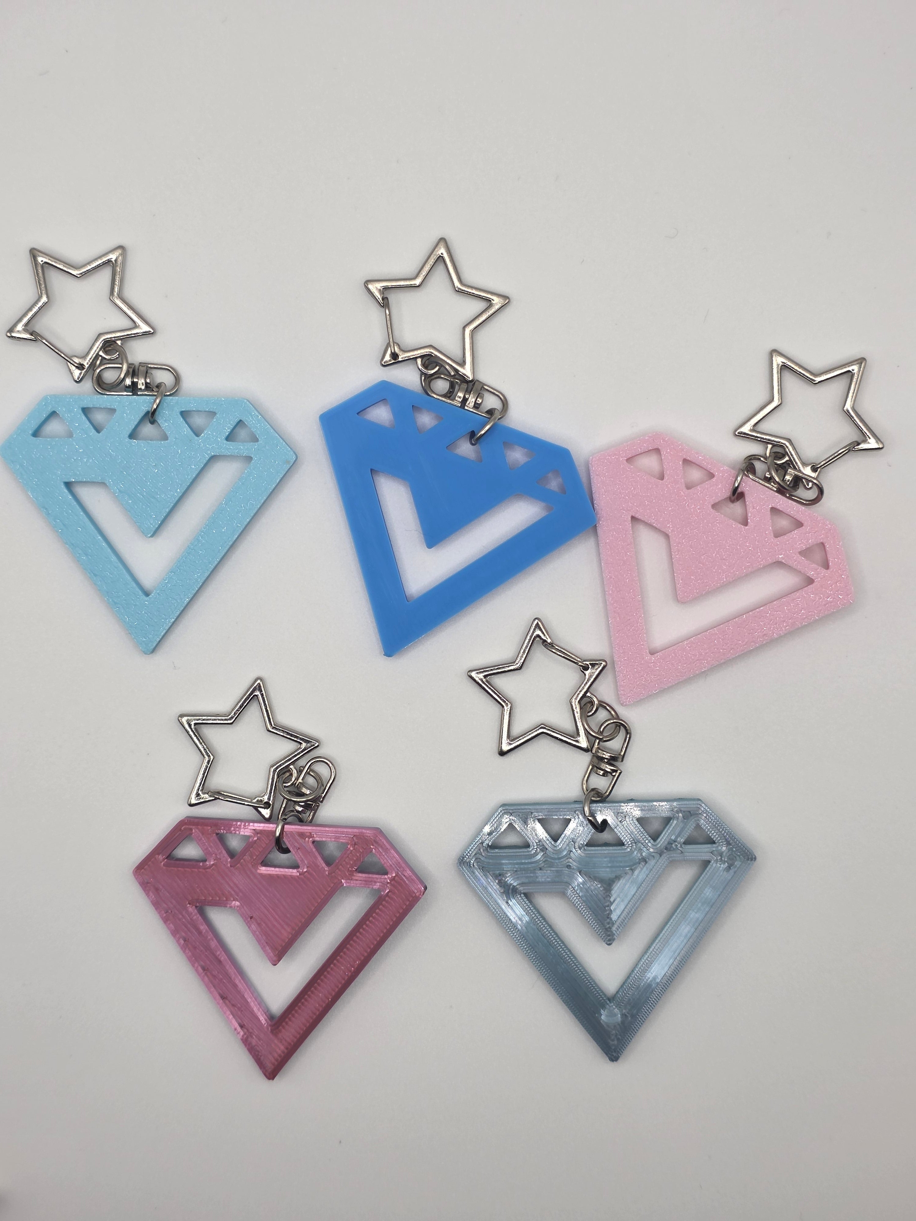 Seventeen diamond 3D Printed Keychain