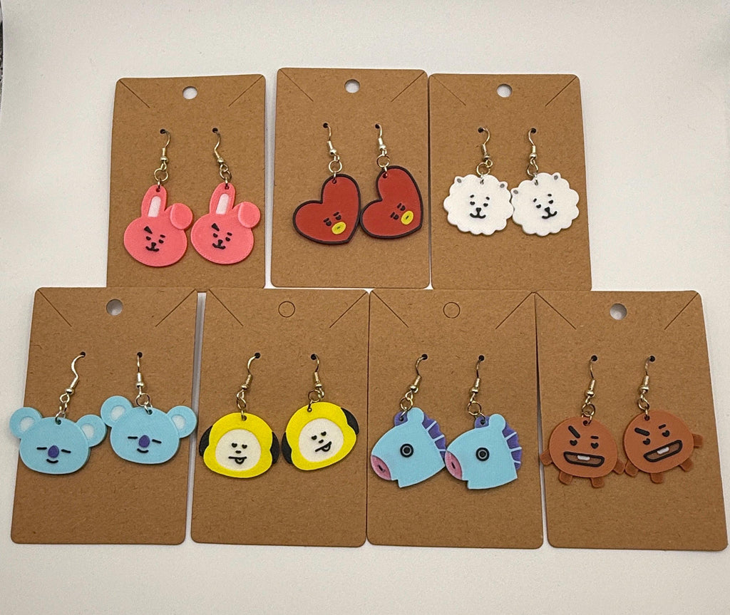 BTS BT21 Army 3D printed Earrings
