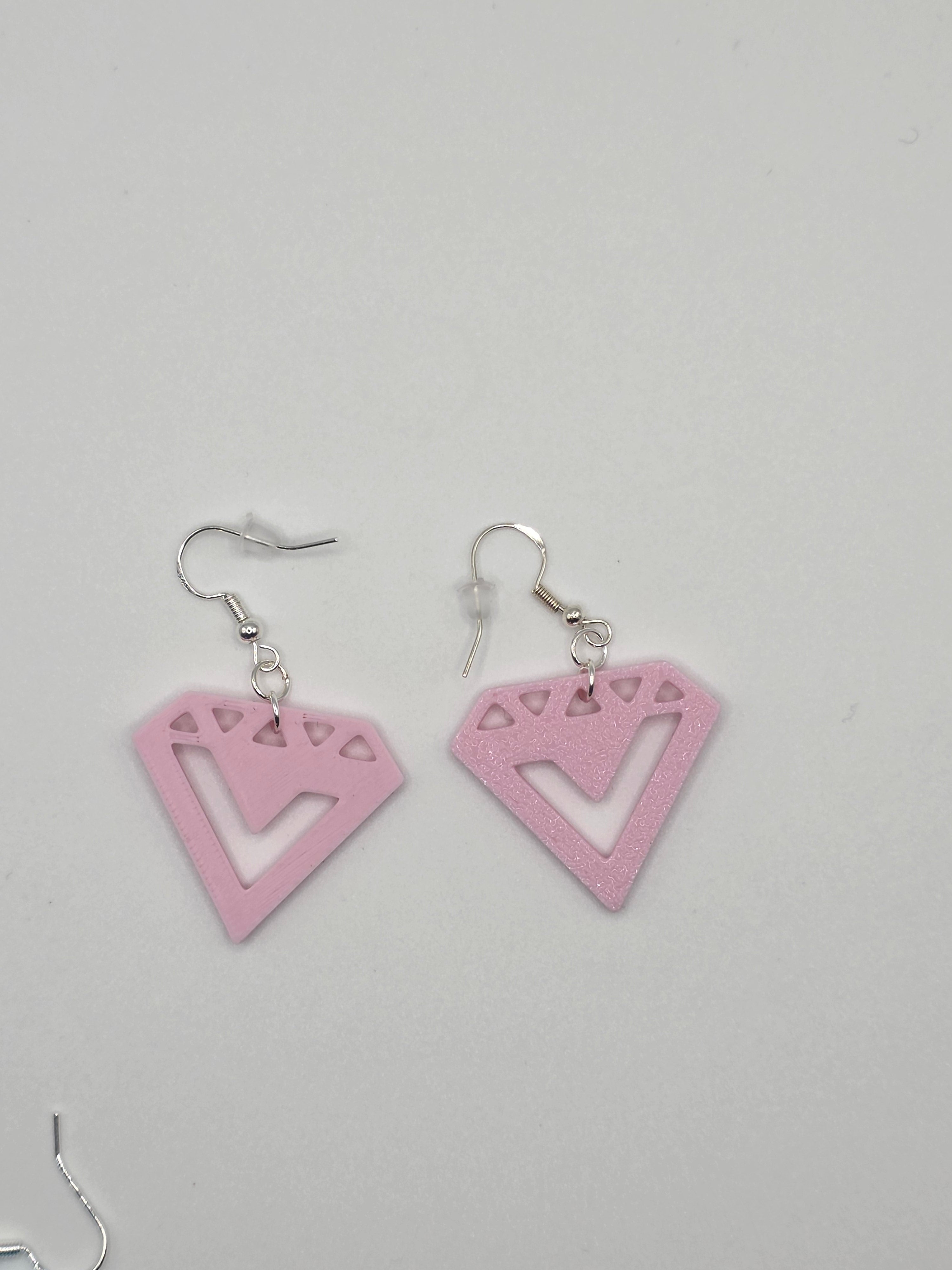 Seventeen diamond 3D Printed earrings