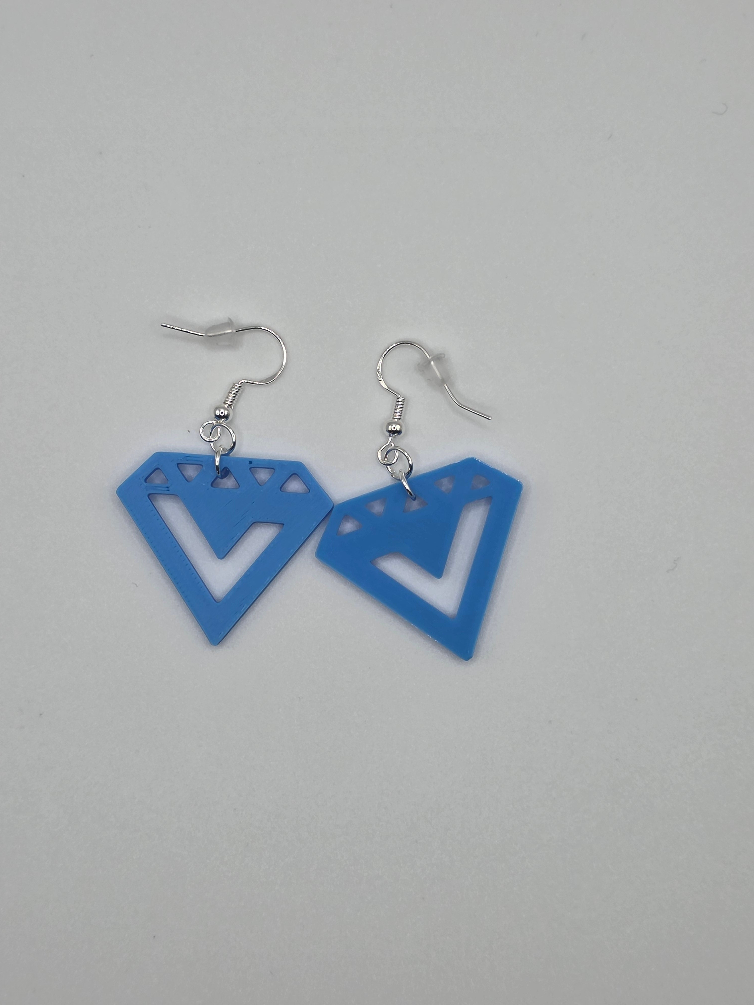 Seventeen diamond 3D Printed earrings
