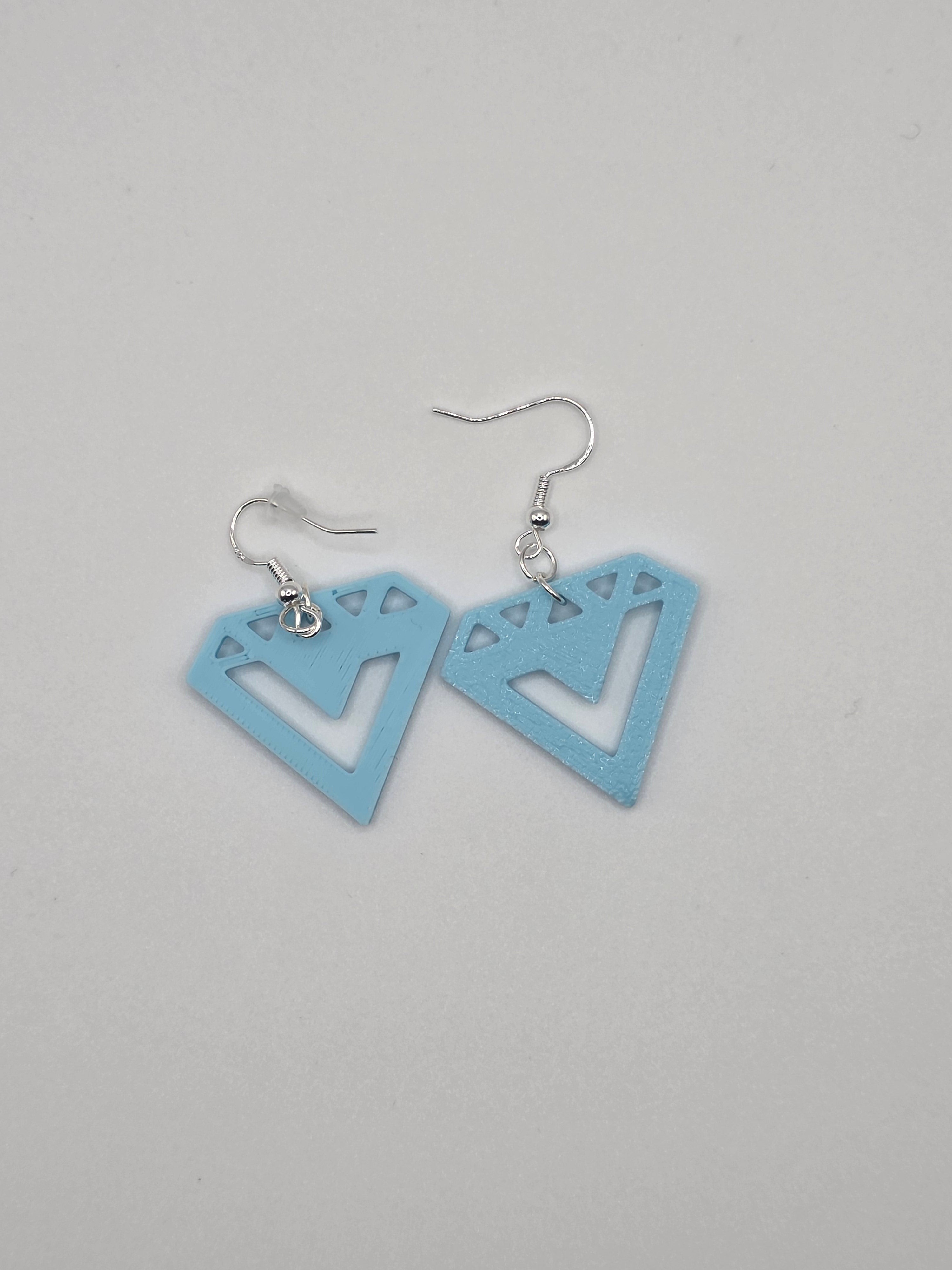 Seventeen diamond 3D Printed earrings